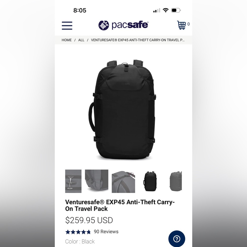 Pacsafe EXP45 Anti-Theft Carry-On Travel Pack